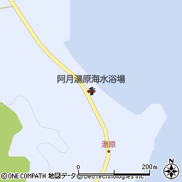 阿月湯原海水浴場周辺の地図