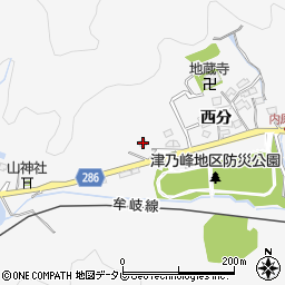 徳島県阿南市津乃峰町西分170周辺の地図