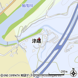 愛媛県西条市津越周辺の地図
