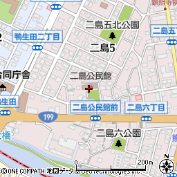 二島公民館周辺の地図