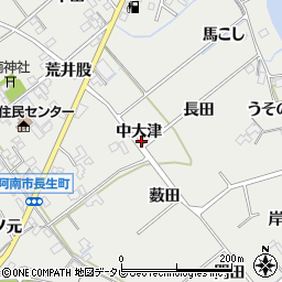 徳島県阿南市長生町中大津周辺の地図