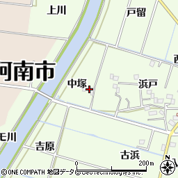 徳島県阿南市中林町中塚周辺の地図