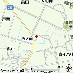 徳島県阿南市中林町西ノ前周辺の地図