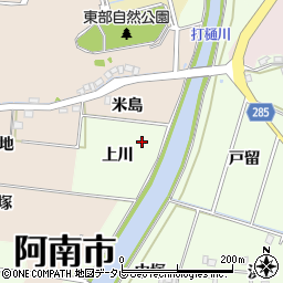徳島県阿南市中林町（上川）周辺の地図
