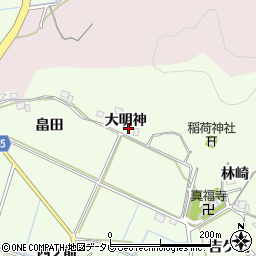 徳島県阿南市中林町大明神周辺の地図