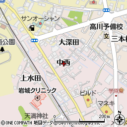 徳島県阿南市学原町中西周辺の地図
