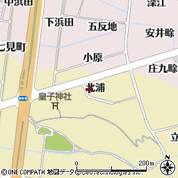 徳島県阿南市日開野町北浦周辺の地図