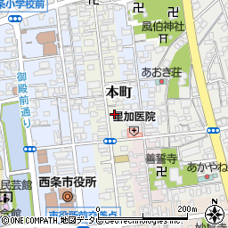 愛媛県西条市本町周辺の地図