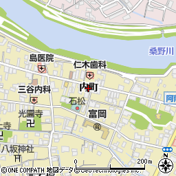 徳島県阿南市富岡町（内町）周辺の地図