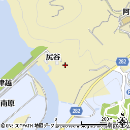 徳島県阿南市上大野町尻谷周辺の地図