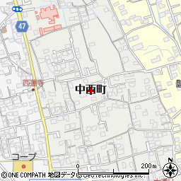 愛媛県新居浜市中西町周辺の地図