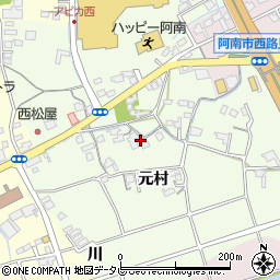 徳島県阿南市西路見町（元村）周辺の地図