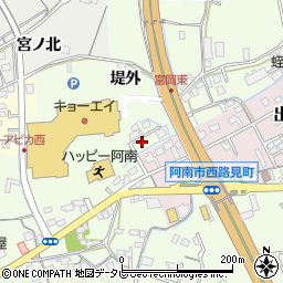 徳島県阿南市西路見町堤外周辺の地図