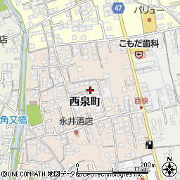 愛媛県新居浜市西泉町周辺の地図