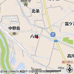 徳島県阿南市柳島町八剣周辺の地図