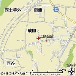 徳島県阿南市上大野町成国周辺の地図