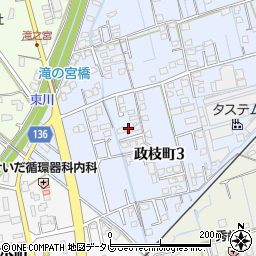 愛媛県新居浜市政枝町3丁目周辺の地図