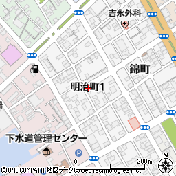 山口県宇部市明治町1丁目周辺の地図