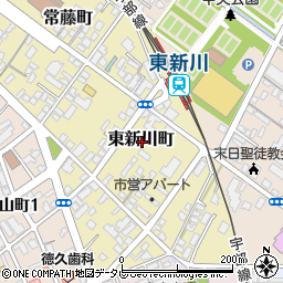 山口県宇部市東新川町周辺の地図