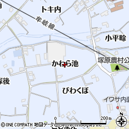 徳島県阿南市羽ノ浦町中庄（かわら池）周辺の地図