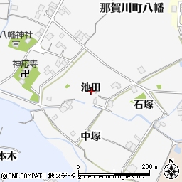 徳島県阿南市那賀川町八幡池田周辺の地図