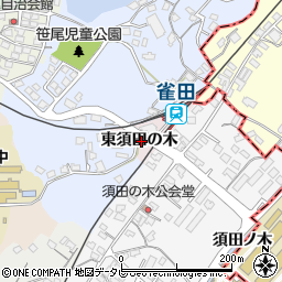 山口県山陽小野田市東須田の木周辺の地図