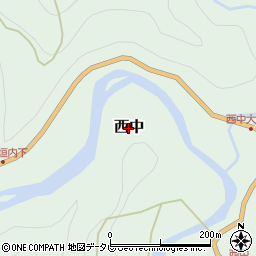 奈良県十津川村（吉野郡）西中周辺の地図
