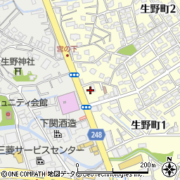 セブンイレブン下関生野町店周辺の地図