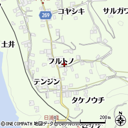 徳島県三好市池田町中西フルトノ周辺の地図