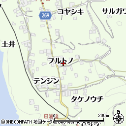 徳島県三好市池田町中西（フルトノ）周辺の地図