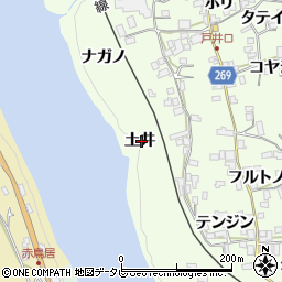 徳島県三好市池田町中西土井周辺の地図