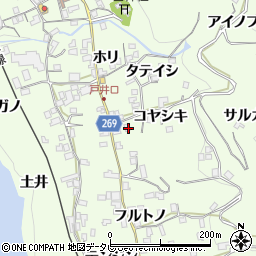 徳島県三好市池田町中西コヤシキ周辺の地図