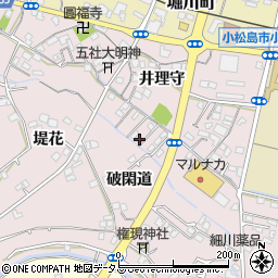 徳島県小松島市日開野町破閑道周辺の地図