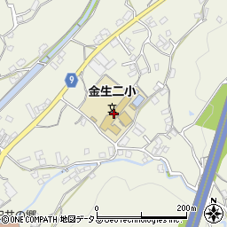 金生第二小学校　非常用周辺の地図