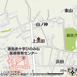 徳島県小松島市中田町上浜田周辺の地図