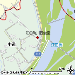 江田町川西会堂周辺の地図