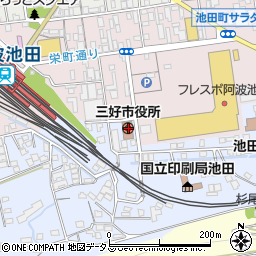 徳島県三好市周辺の地図