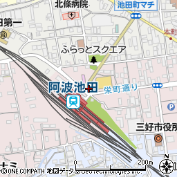 阿波・池田駅前ホテルイレブン周辺の地図