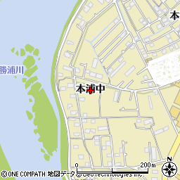 徳島県徳島市論田町（本浦中）周辺の地図