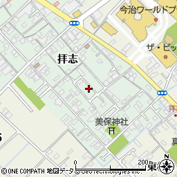 愛媛県今治市拝志周辺の地図