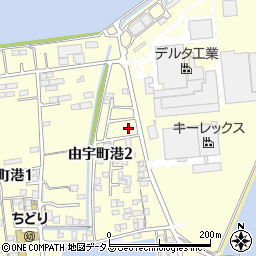 山口県岩国市由宇町港周辺の地図