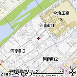 愛媛県今治市河南町周辺の地図