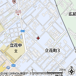 愛媛県今治市立花町周辺の地図