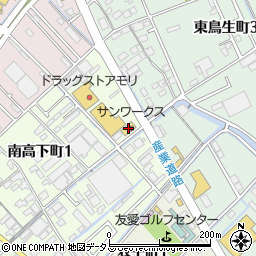 サンワークス産業道路店周辺の地図