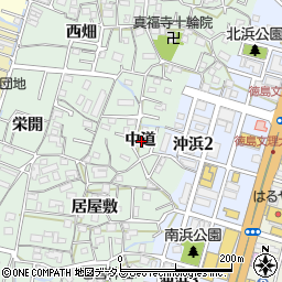 徳島県徳島市沖浜町中道周辺の地図