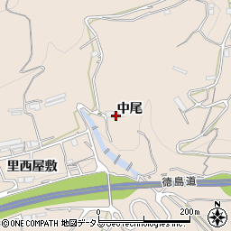 徳島県美馬市美馬町中尾周辺の地図