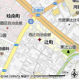 西辻自治会館周辺の地図