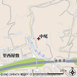 徳島県美馬市美馬町（中尾）周辺の地図