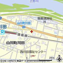 徳島県吉野川市山川町川田392周辺の地図