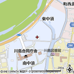 徳島県吉野川市川島町宮島東中須周辺の地図